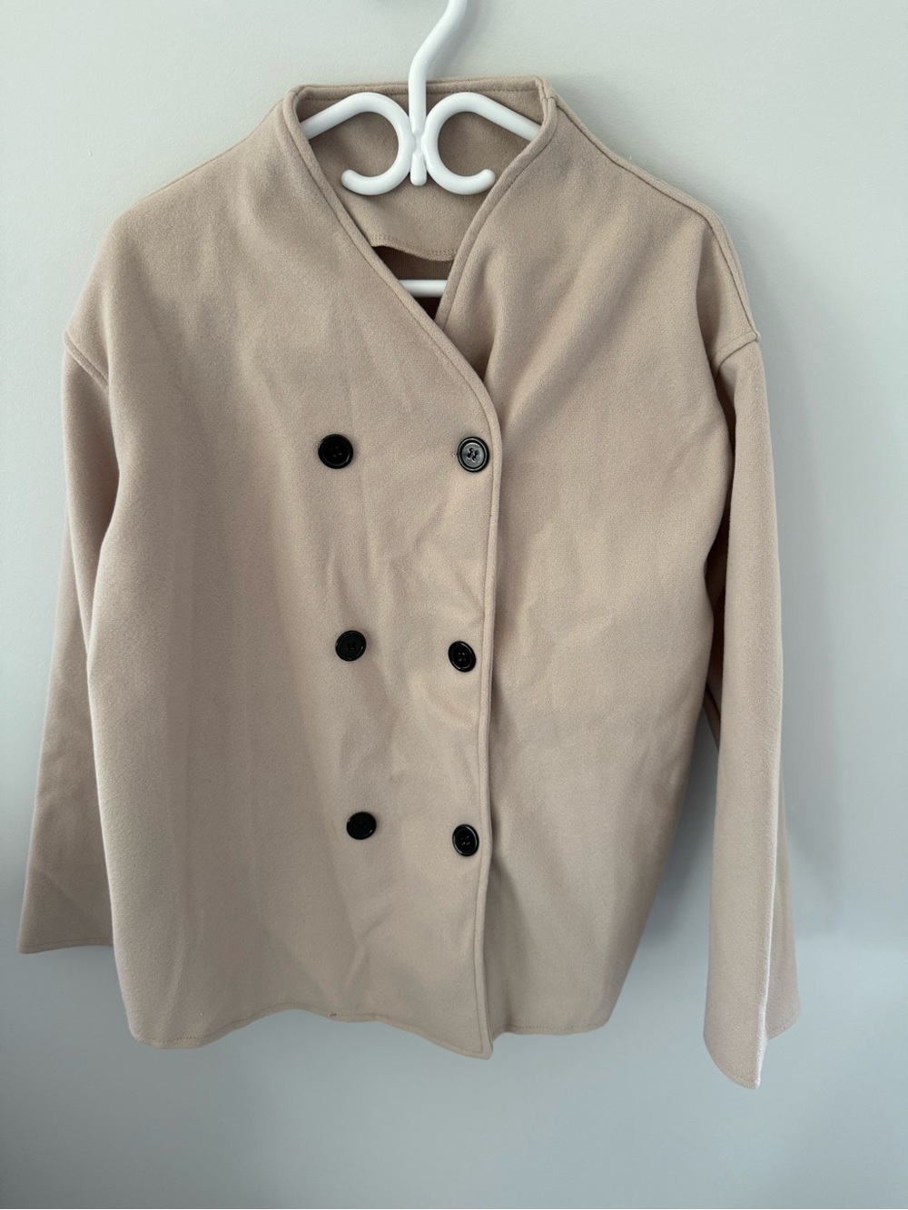 Women's Double-Breasted Pea Coat - Neutral Beige